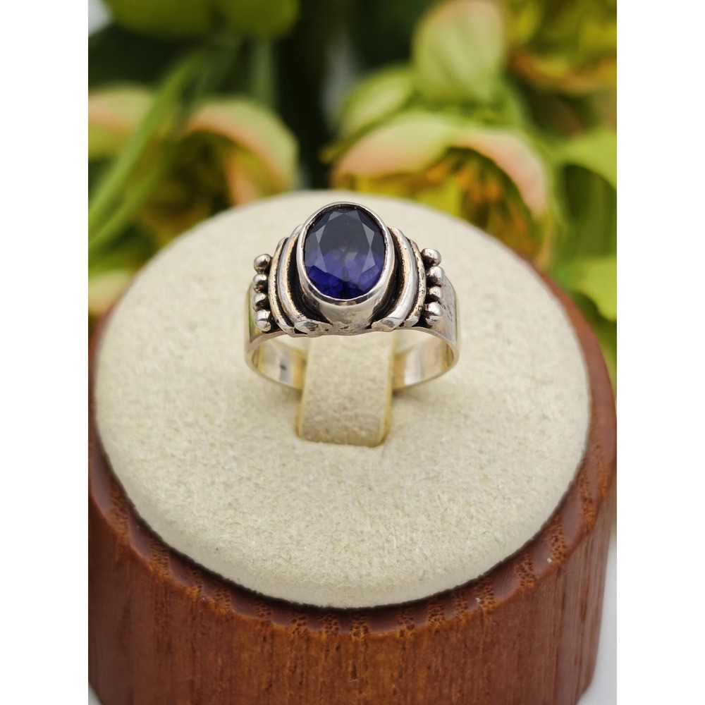 Bohemian Artisan Iolite Sterling Silver Ring Womens Size 4 Blue Handmade 925